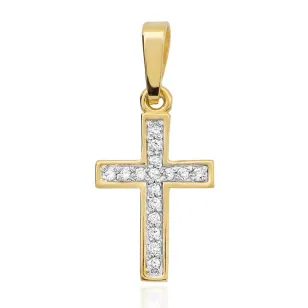 Złoty krzyżyk 585 z Diamentami 0,08ct