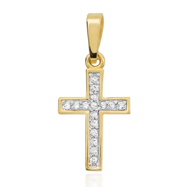 Złoty krzyżyk 585 z Diamentami 0,08ct