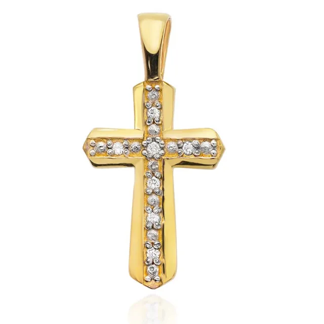 Złoty krzyżyk 585 z Diamentami 0,03ct