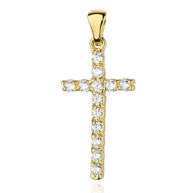 Złoty krzyżyk 585 z Diamentami 0,39ct