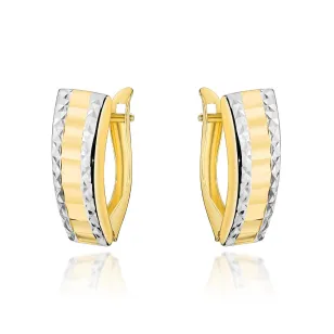 ⭐ Kolczyki złote z diamentowaniem w dwóch kolorach złota na angielskim zapięciu ♥ Ergold