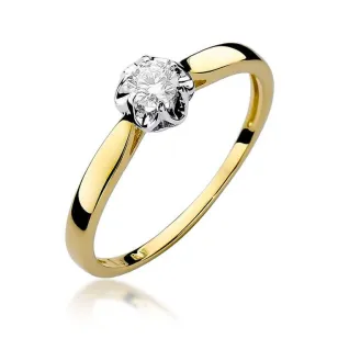 Złoty Pierścionek 585 z diamentem brylant 0,15ct