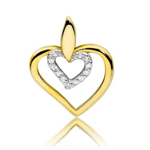 Złota Zawieszka Serce 585 z Diamentami 0,06ct