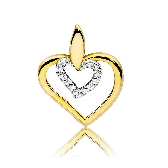 Złota Zawieszka Serce 585 z Diamentami 0,06ct
