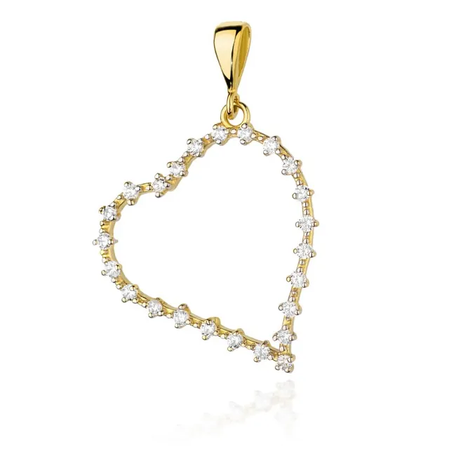Złota Zawieszka Serce 585 z Diamentami 0,35ct