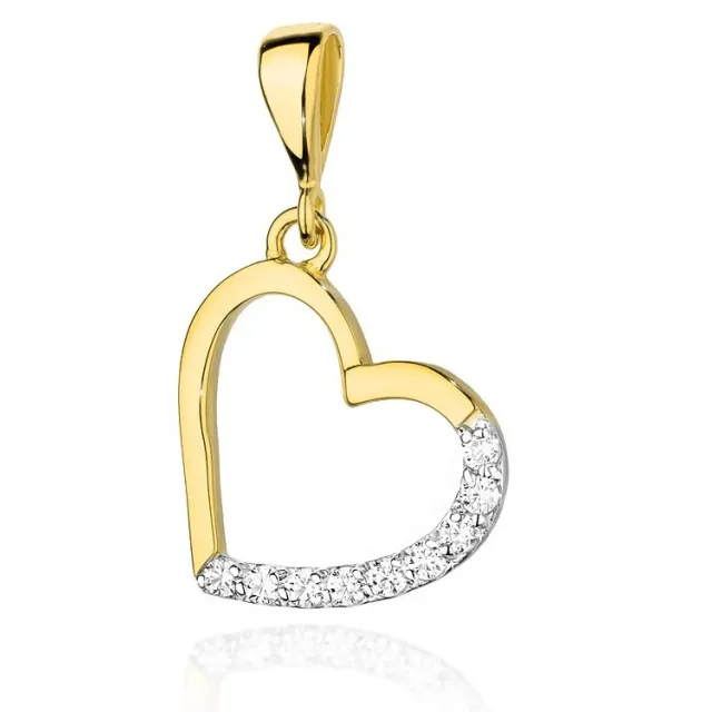 Złota Zawieszka Serce 585 z Diamentami 0,13ct