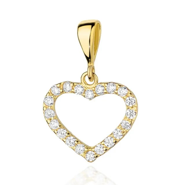 Złota Zawieszka Serce 585 wypełnione Diamentami 0,28ct