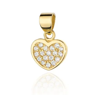 Złota Zawieszka Serce 585 wypełnione Diamentami 0,15ct
