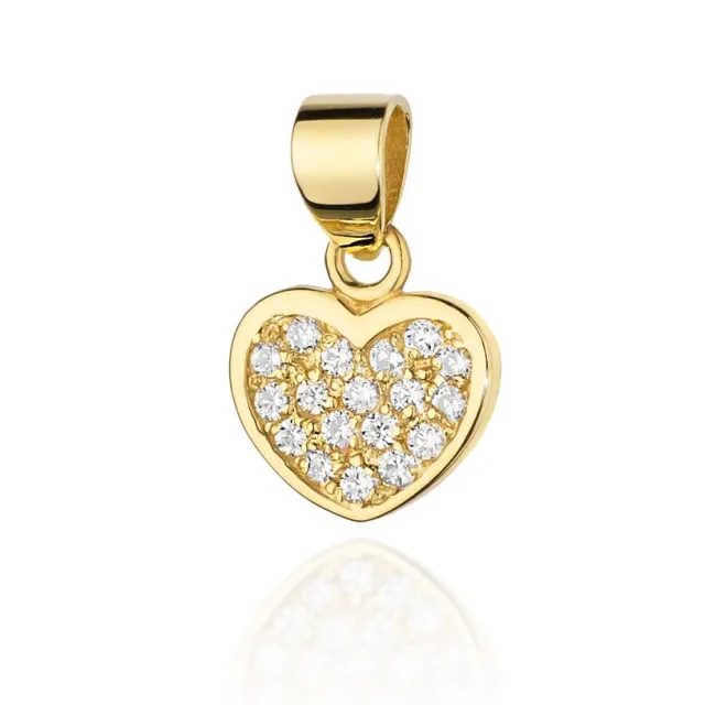 Złota Zawieszka Serce 585 wypełnione Diamentami 0,15ct