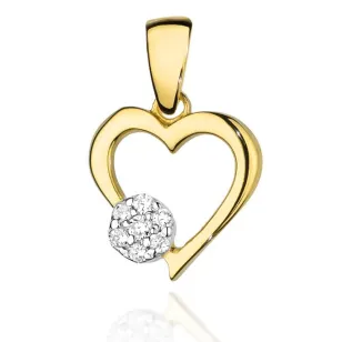 Złota Zawieszka Serce 585 z Diamentami 0,06ct