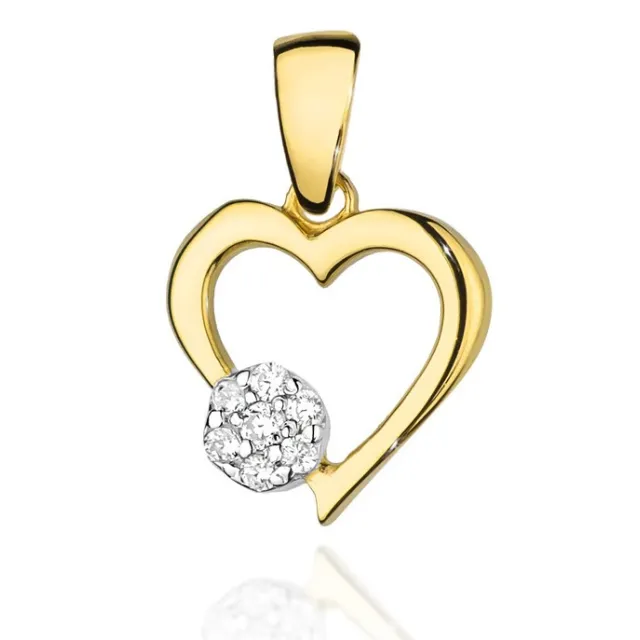 Złota Zawieszka Serce 585 z Diamentami 0,06ct