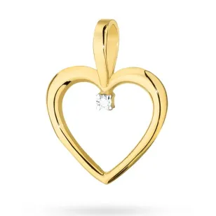 Złota Zawieszka Serce 585 z Diamentem 0,005ct