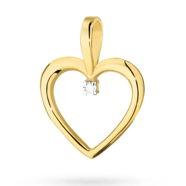 Złota Zawieszka Serce 585 z Diamentem 0,005ct