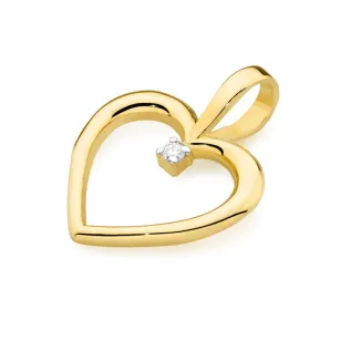 Złota Zawieszka Serce 585 z Diamentem 0,005ct