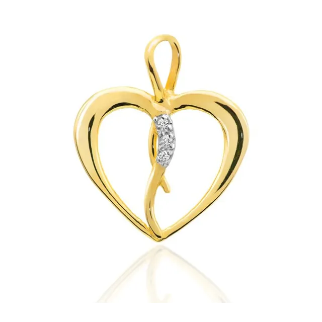 Złota Zawieszka Serce 585 z Diamentami 0,025ct