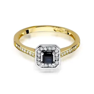 Złoty Pierścionek 585 z diamentem szafir 0,20ct