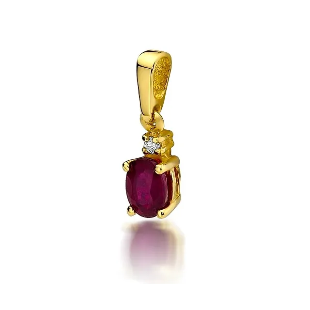 Złota Zawieszka 585 z Rubinem i Diamentem 0,60ct