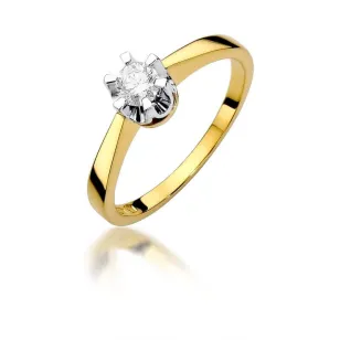 Złoty Pierścionek 585 z diamentem brylant 0,25ct