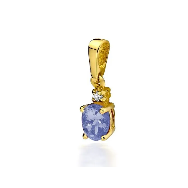 Złota Zawieszka 585 z Tanzanitem i Diamentem 0,40ct
