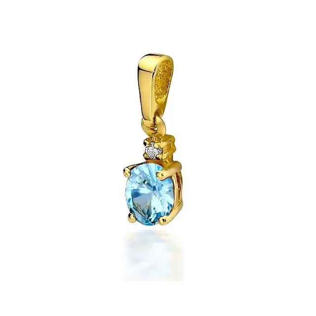 Złota Zawieszka 585 z Topazem i Diamentem 0,50ct