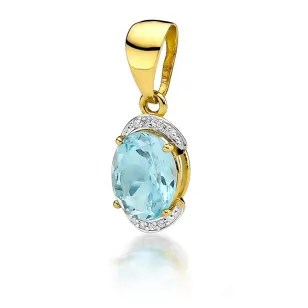 Złota Zawieszka 585 z Diamentami i Topazem 3,00ct