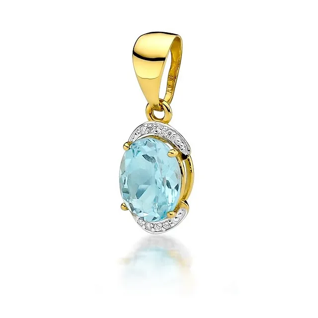 Złota Zawieszka 585 z Diamentami i Topazem 3,00ct
