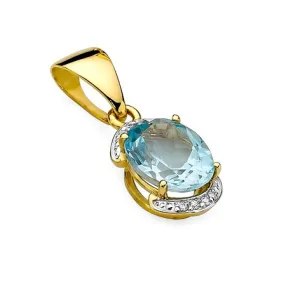 Złota Zawieszka 585 z Diamentami i Topazem 3,00ct