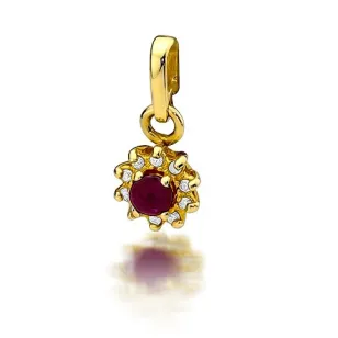 Złota Zawieszka 585 z Diamentami i Rubinem 0,15ct