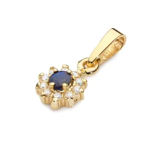 Złota Zawieszka 585 z Diamentami i Szafirem 0,15ct