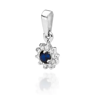 Złota Zawieszka 585 z Diamentami i Szafirem 0,15ct