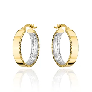 ⭐ Kolczyki złote kółka wewnętrznie diamentowane w dwóch kolorach złota ♥ Ergold