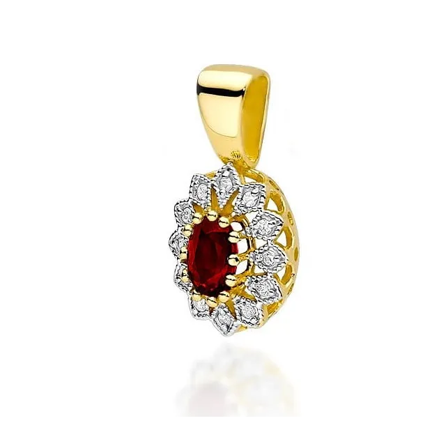 Złota Zawieszka 585 z Diamentami i Rubinem 0,60ct