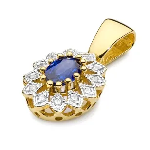Złota Zawieszka 585 z Diamentami i Szafirem 0,70ct