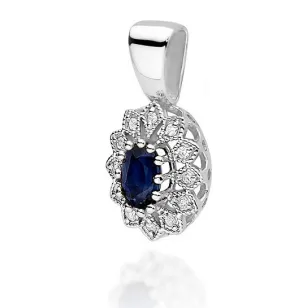 Złota Zawieszka 585 z Diamentami i Szafirem 0,70ct
