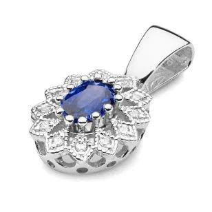 Złota Zawieszka 585 z Diamentami i Szafirem 0,70ct