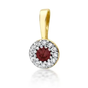Złota Zawieszka 585 z Diamentami i Rubinem 0,15ct