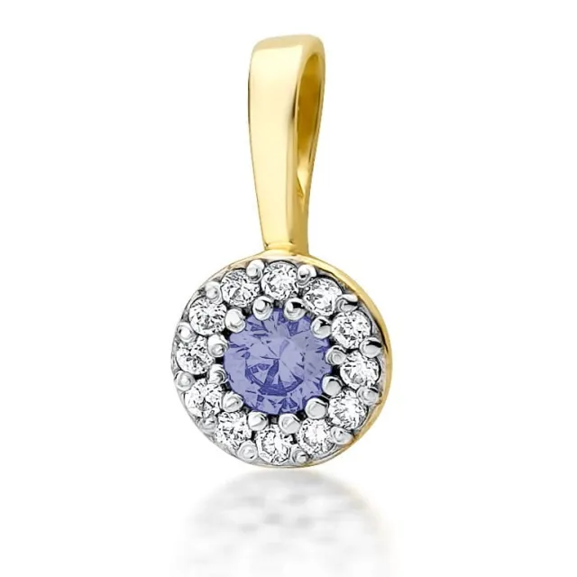 Złota Zawieszka 585 z Diamentami i Tanzanitem 0,15ct