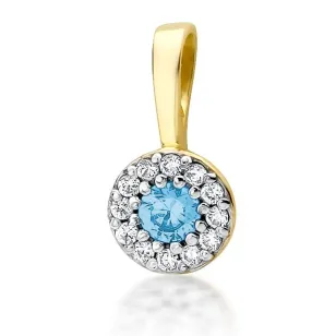 Złota Zawieszka 585 z Diamentami i Topazem 0,15ct