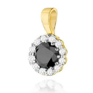 Złota Zawieszka 585 z Diamentami i Czarnym Diamentem 0,50ct