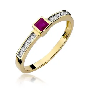 Złoty Pierścionek 585 z diamentem rubin 0,20ct