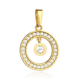 ⭐ Zawieszka złota ring z cyrkoniami z wiszącą cyrkonią ♥ Ergold