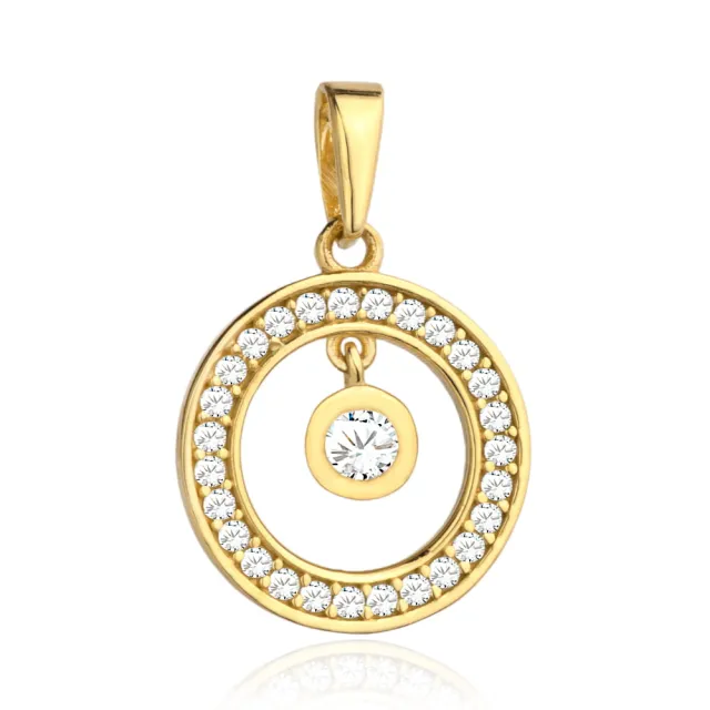 ⭐ Zawieszka złota ring z cyrkoniami z wiszącą cyrkonią ♥ Ergold