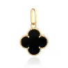 ⭐ Zawieszka czarna koniczynka w oprawie złotych kuleczek 11mm ♥ Ergold