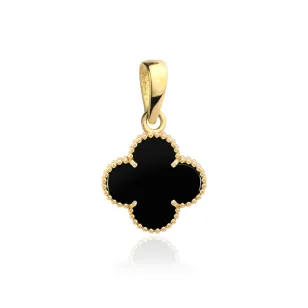 ⭐ Zawieszka złota z czarną koniczynką 8mm ♥ Ergold