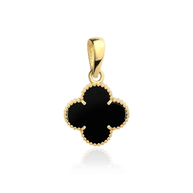 ⭐ Zawieszka złota z czarną koniczynką 8mm ♥ Ergold