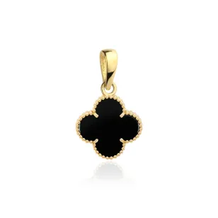 ⭐ Zawieszka złota z czarną koniczynką 6mm ♥ Ergold