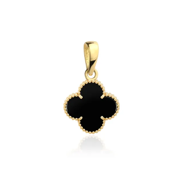⭐ Zawieszka złota z czarną koniczynką 6mm ♥ Ergold