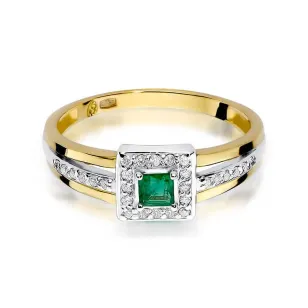 Złoty Pierścionek 585 z diamentem szmaragd 0,15ct