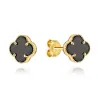 ⭐ Kolczyki złote czarna koniczynka w oprawie złota 8mm ♥ Ergold