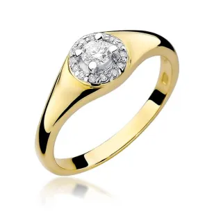 Złoty Pierścionek 585 z diamentem brylant 0,17ct